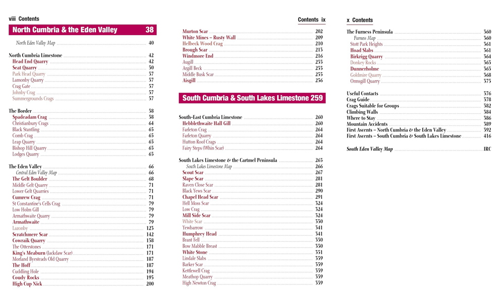 Eden Valley COntents Page